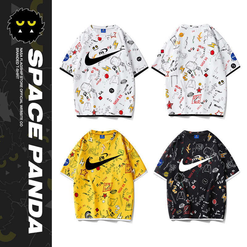 太空熊猫联名nasa夏季潮牌原创t恤 太空熊猫T恤