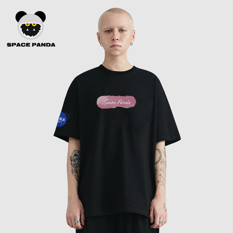 nasa联名小熊情侣装夏装潮牌t恤 太空熊猫T恤