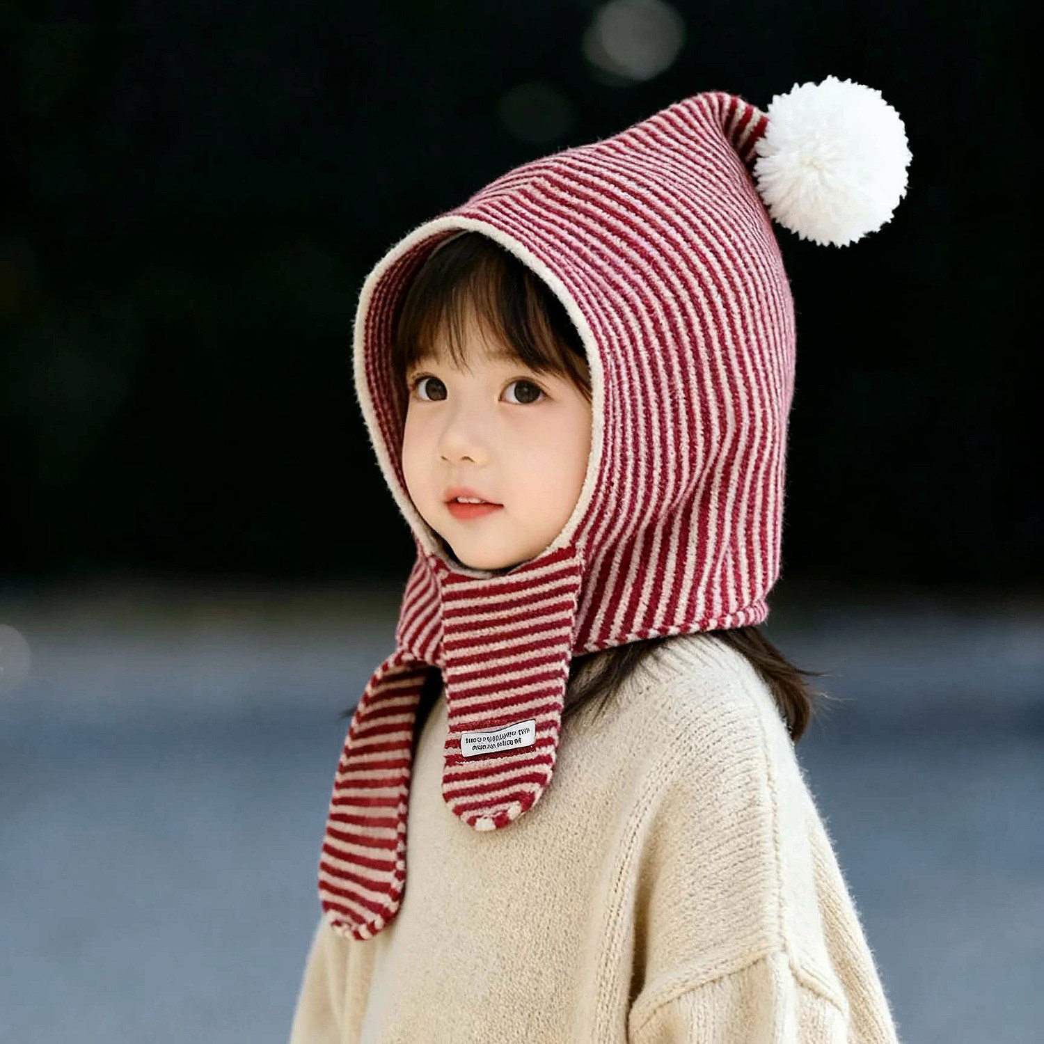 儿童帽子针织围巾一体秋冬季保暖护耳帽男女童洋气时髦套头毛线帽,淘宝优惠券,粉丝福利购,淘宝优惠卷