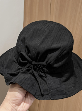 夏季薄款透气可折叠蝴蝶结盆帽