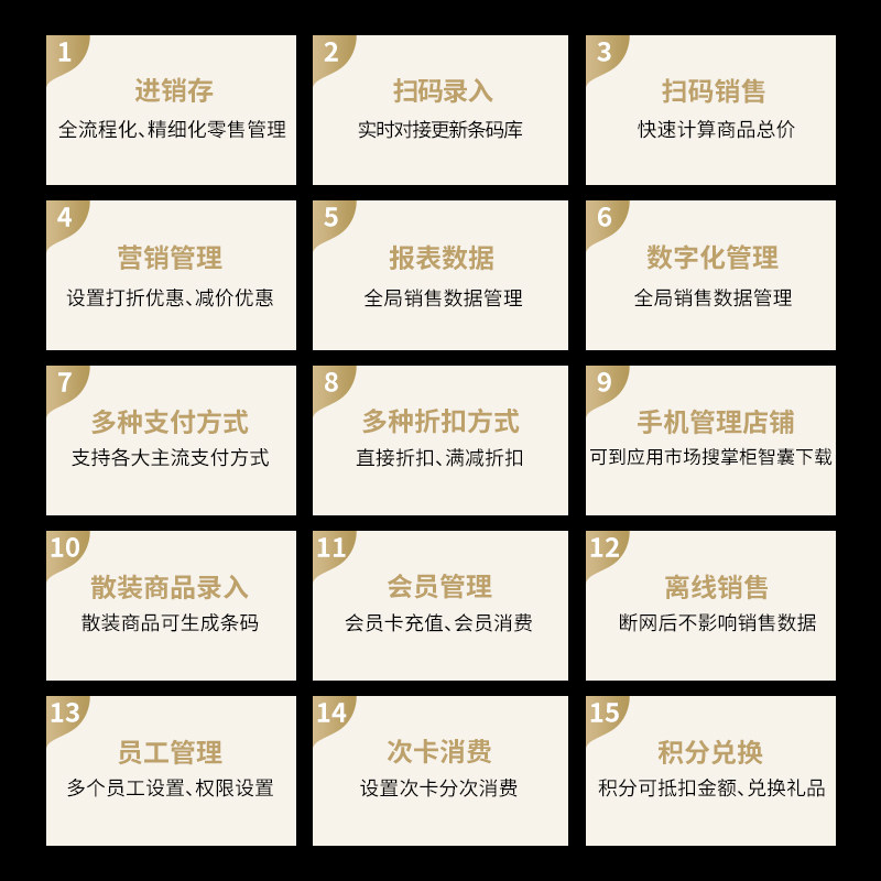小超市收银管理系统服装收银机收款 掌柜智囊收款机