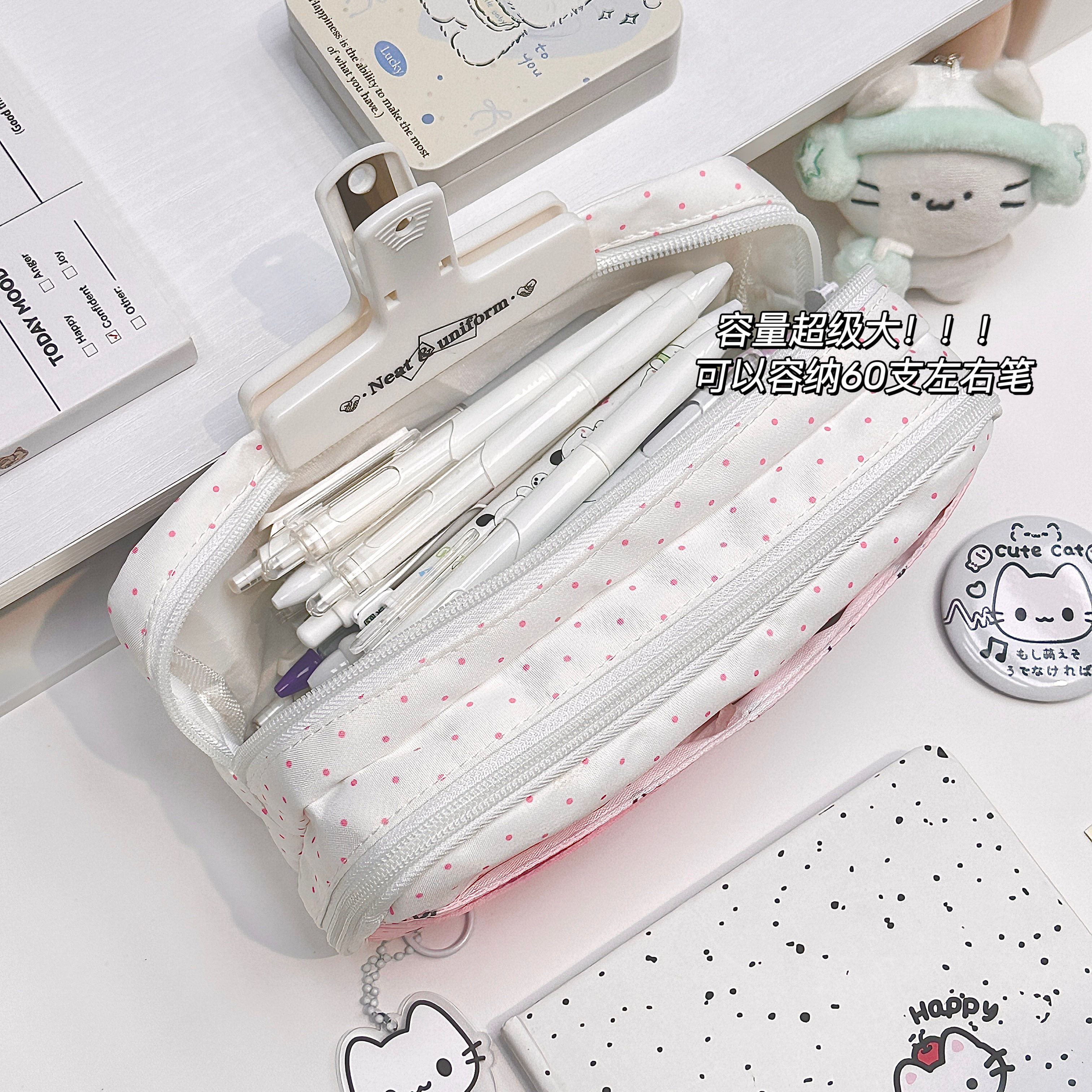 ins风比耶小猫笔袋可爱高颜值小众学生女生笔袋新款铅笔文具盒,淘宝优惠券,粉丝福利购,淘宝优惠卷