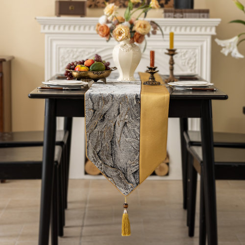 桌旗餐桌旗高级感轻奢简约黑色高端茶旗长条桌布美式法式茶席床旗 - 图3