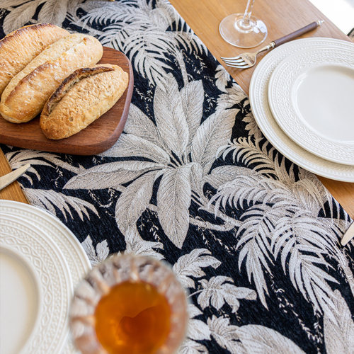 桌旗餐桌旗高级感轻奢简约黑色高端茶旗长条桌布美式法式茶席床旗 - 图1