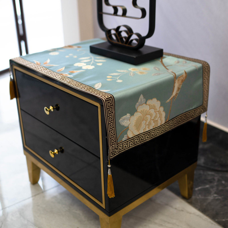 轻奢金色床头柜盖布垫布斗柜桌布蓝中式玄关柜盖巾冰箱空调防尘罩,淘宝优惠券,粉丝福利购,淘宝优惠卷