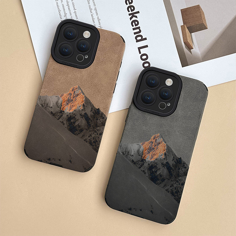 初绽适用苹果16promax手机壳iphone15/13/12/11双色翻毛皮风景高山峻岭皮质软全包14pro女xs高档17Air保护套,淘宝优惠券,粉丝福利购,淘宝优惠卷