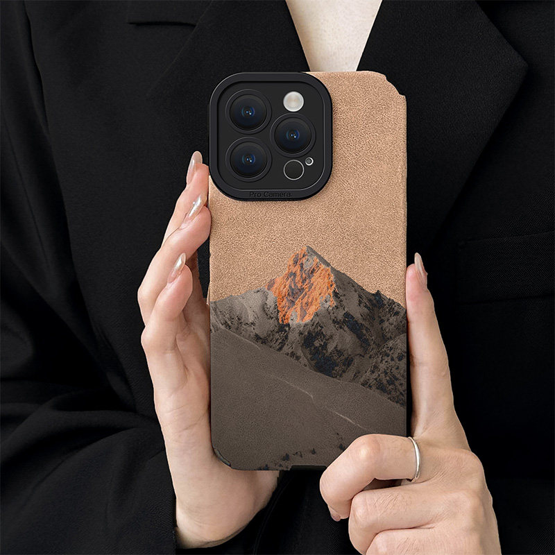 初绽适用苹果16promax手机壳iphone15/13/12/11双色翻毛皮风景高山峻岭皮质软全包14pro女xs高档17Air保护套,淘宝优惠券,粉丝福利购,淘宝优惠卷