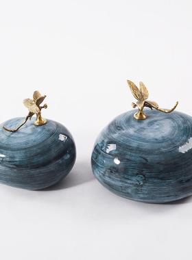 新中式蜻蜓陶瓷摆件样板间客厅玄关书房书柜酒柜开放柜装饰品摆件