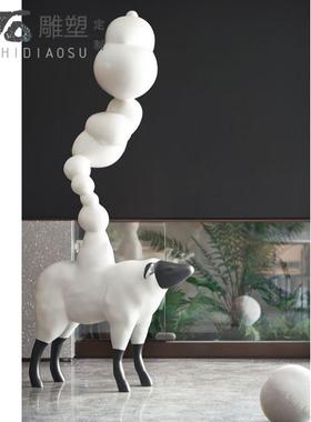 酒店售楼处样板房客厅玄关空间轻奢桌面雕塑软装艺术装饰落地摆件