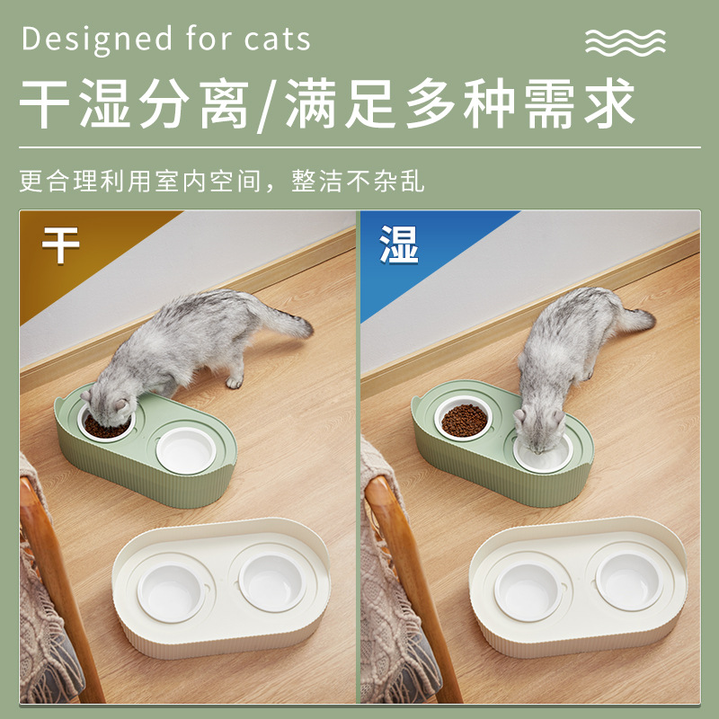 陶瓷猫碗食碗饭盆食盆狗狗碗狗盆猫咪猫粮防打翻水碗双碗宠物用品 - 图1