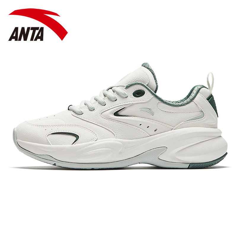 安踏老爹鞋女鞋秋冬皮面舒适厚底白色网球风运动鞋轻便防滑休闲鞋,淘宝优惠券,粉丝福利购,淘宝优惠卷