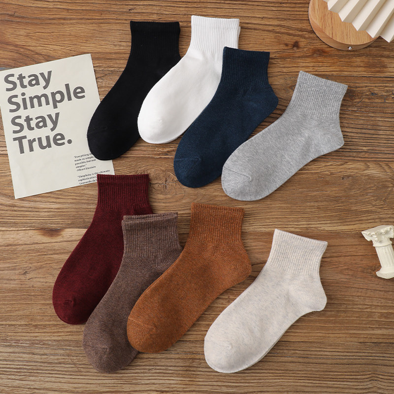 纯棉春秋中短筒黑色简约纯色中筒袜 俏棒妮短袜/打底袜/丝袜/美腿袜