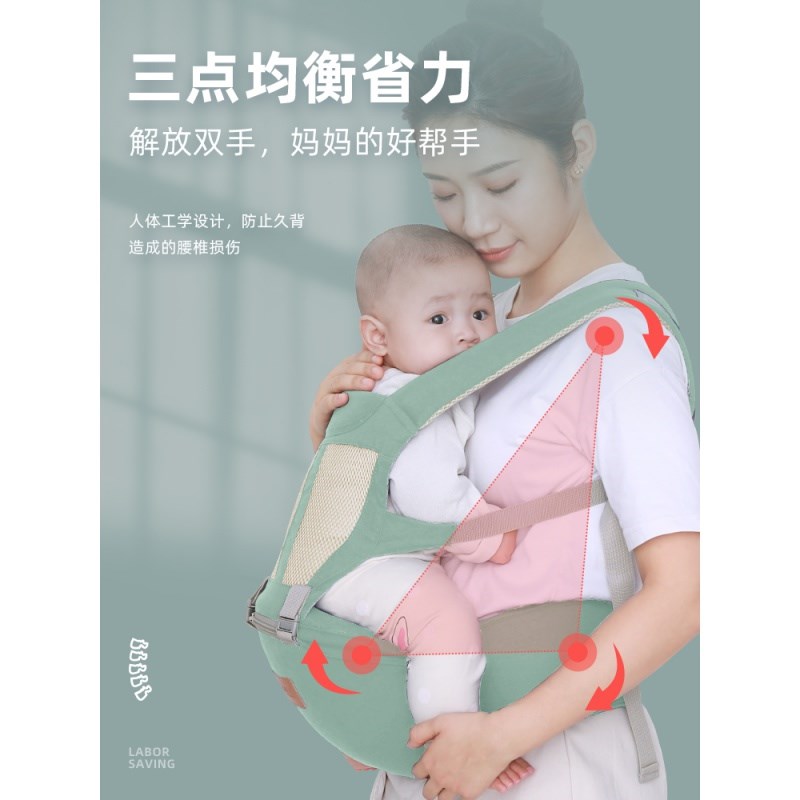 前后两用外出简易抱娃宝宝背带腰凳婴儿夏轻便出行四季前抱式-图1