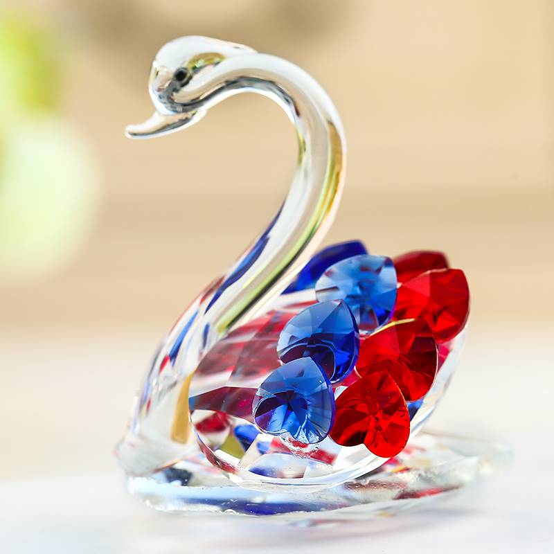 琉璃天鹅新房装饰品动物小摆件水晶玻璃工艺品送情人创意结婚礼物-图0