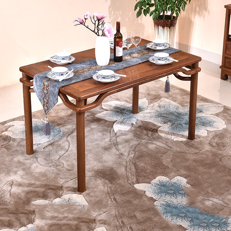 鸡翅木新中式餐桌椅现代简约长方形实木饭桌子红木歺桌家用小户型