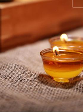 玻璃碗8小时长明灯小茶杯酥油灯供佛灯家用无烟无味植物供灯蜡烛