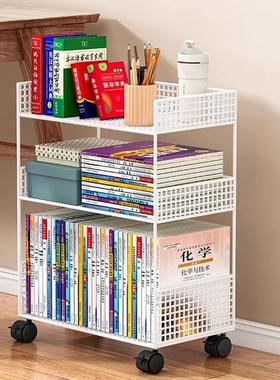 书架置物架家用落地小推车可移动收纳架桌下夹缝多层铁艺储物架子