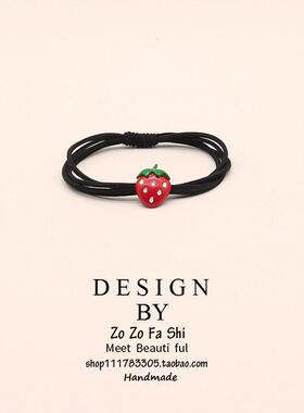 杨倩同款卖萌基础萝卜发圈可爱草莓发绳森女发饰扎头发皮绳头饰