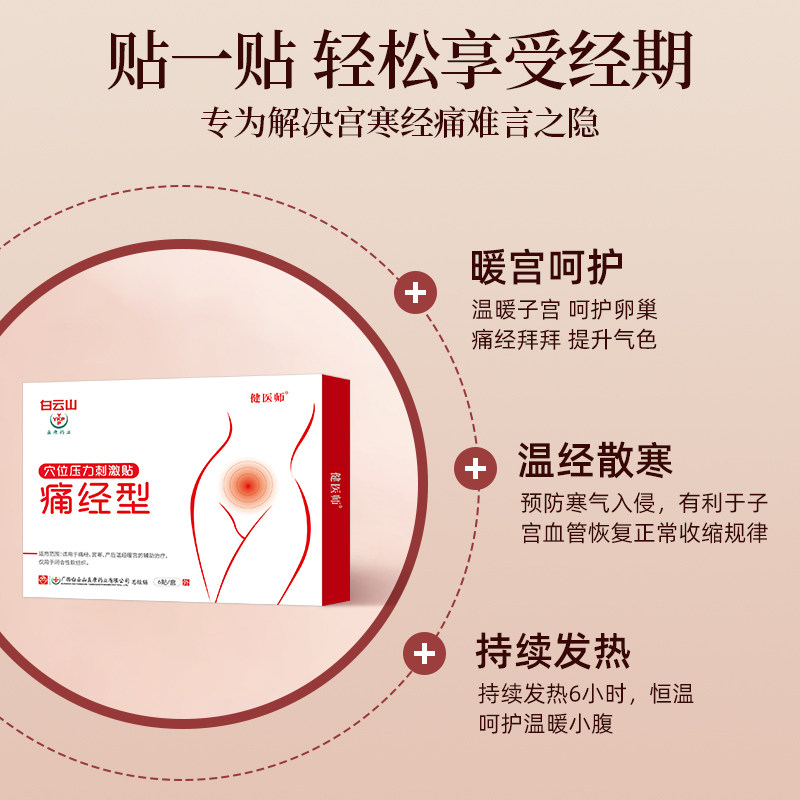 白云山痛经贴痛经女生大姨妈暖宝宝 淮南药之都大药房膏药贴（器械）