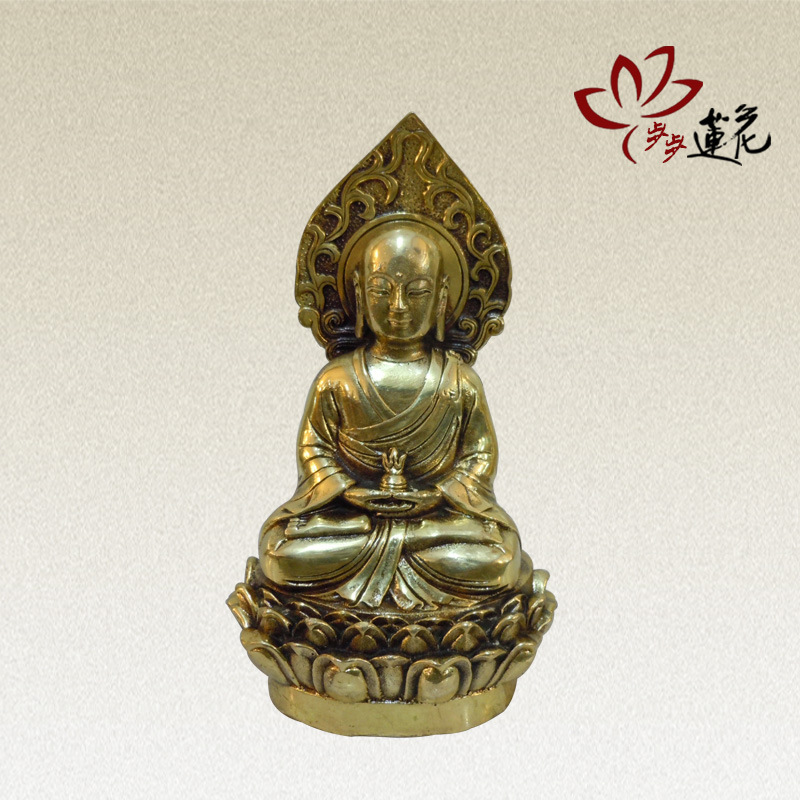 抖音新款步步纯铜四圣佛摆件莲花 傲彩摆件