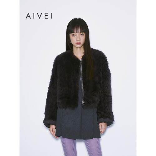 AIVEI欣贺艾薇2025冬季新皮毛一体老钱风拉链款皮草外套XRV7P03B - 图2