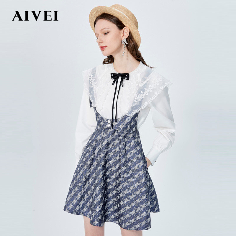 AIVEI欣贺艾薇2022秋季新高腰显瘦吊带印花伞裙连衣裙P016S002,淘宝优惠券,粉丝福利购,淘宝优惠卷