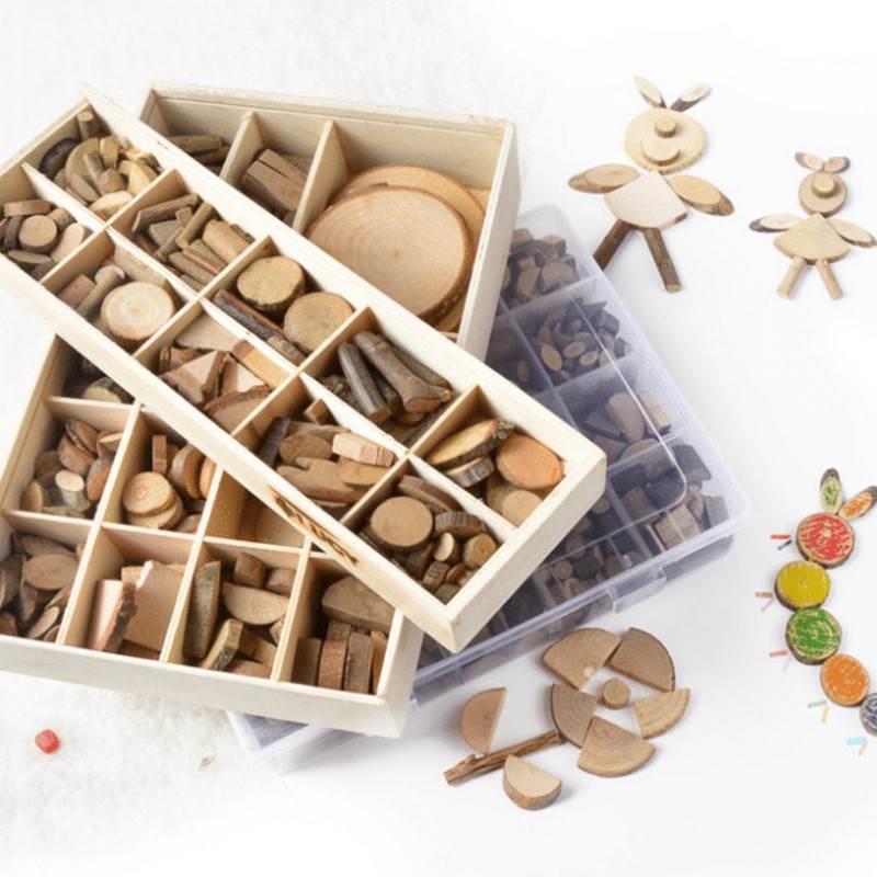 diy木艺动物木片树枝材料包 儿童创意手工制作粘贴幼儿园益智玩具 - 图1