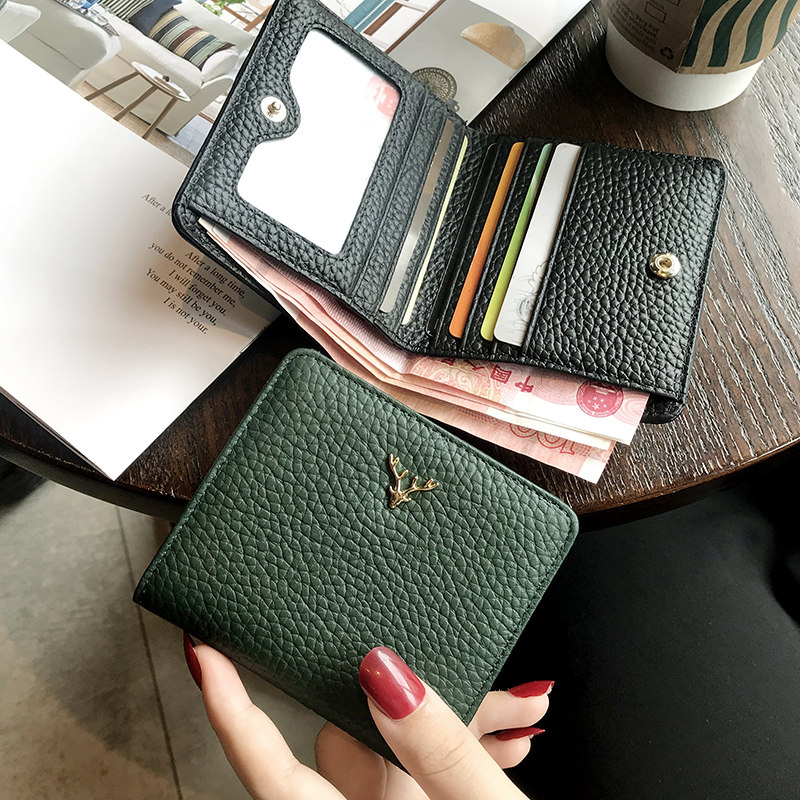 女短款小巧韩版折叠精致真皮钱包 欧芭拉冠杏钱包