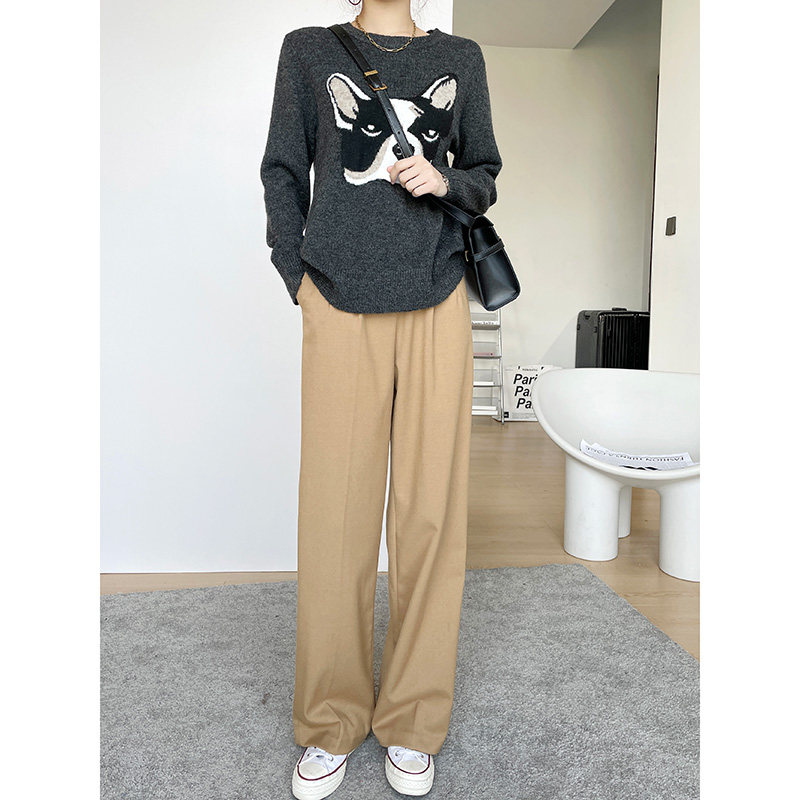 直筒拖地女小个子卡其色2022阔腿裤 myblun休闲裤