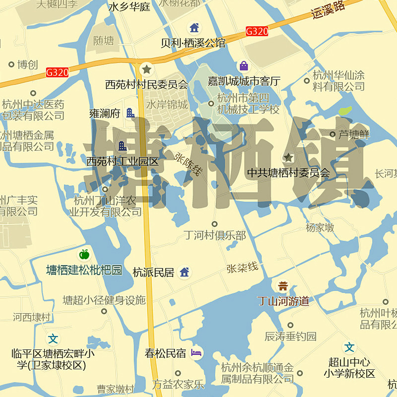 临平区地图90cm现货浙江省杭州市区域颜色划分图片交通行政贴图