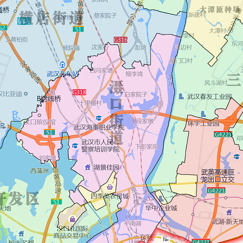 黄陂区地图批零90cm现货行政交通区域划分湖北省武汉市新款贴图