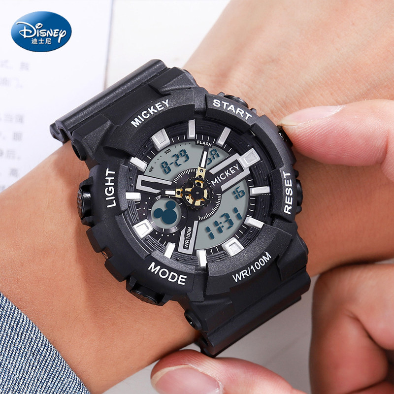迪士尼男童米奇夜光运动防水电子表 祥尼时国产腕表