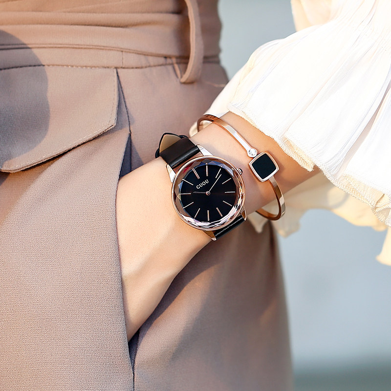 guou女士潮流防水韩版简约气质手表 古欧老林国产腕表