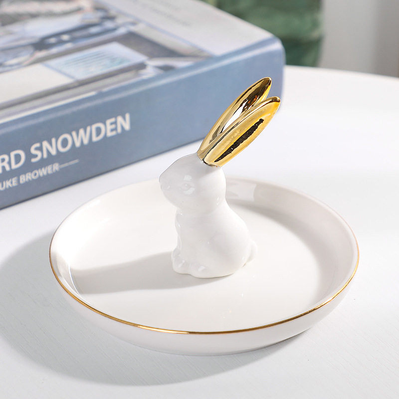 抖音新款欧式陶瓷电镀首饰盘戒指盘 玄翠峰项链