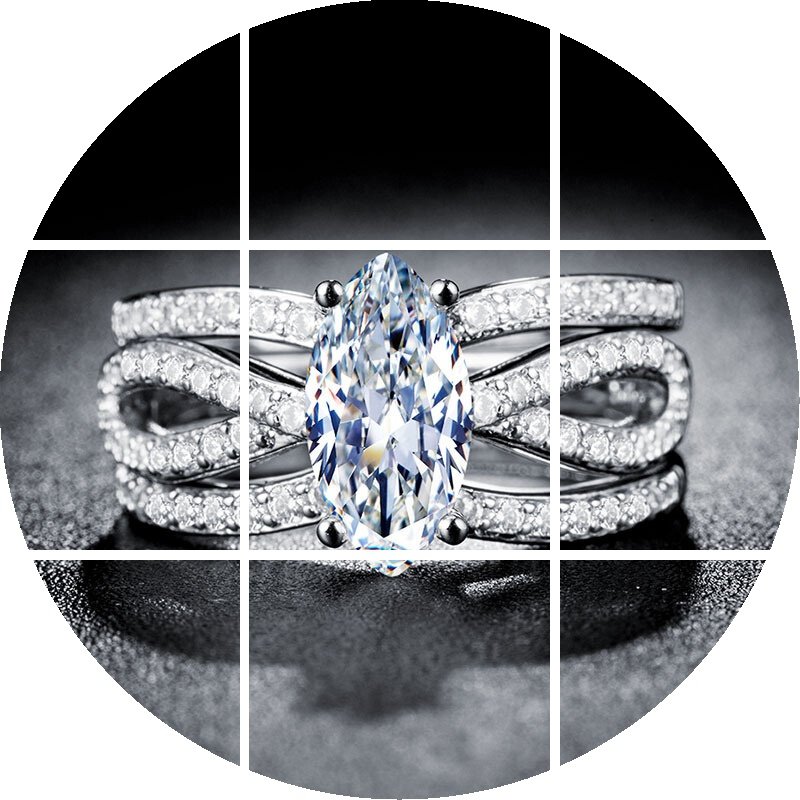 时尚锆石925银18k金三件套戒戒指 玄翠峰戒指/指环