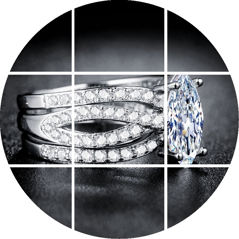 时尚锆石925银18k金三件套戒戒指 玄翠峰戒指/指环