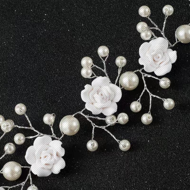 抖音同款韩新娘婚礼软陶手工软发带 玄翠峰发饰