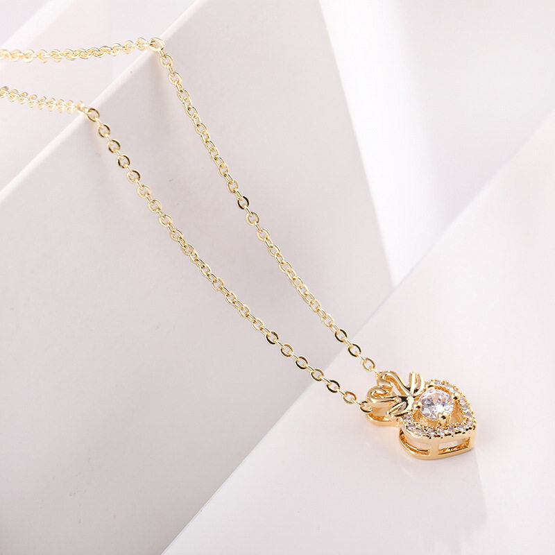 抖音同款网红天鹅爱心18k短锁骨链 玄翠峰项链