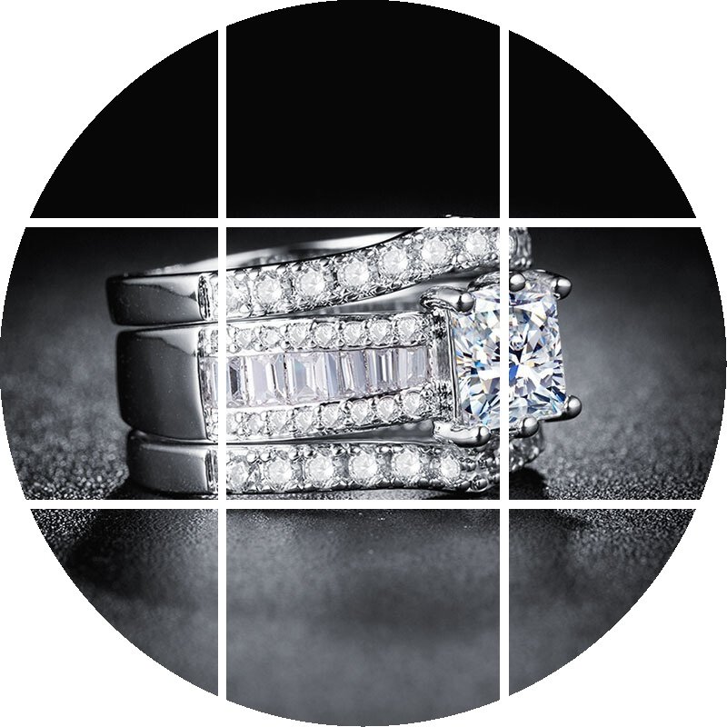 情侣镶钻925银18k金组合套戒指 玄翠峰戒指/指环