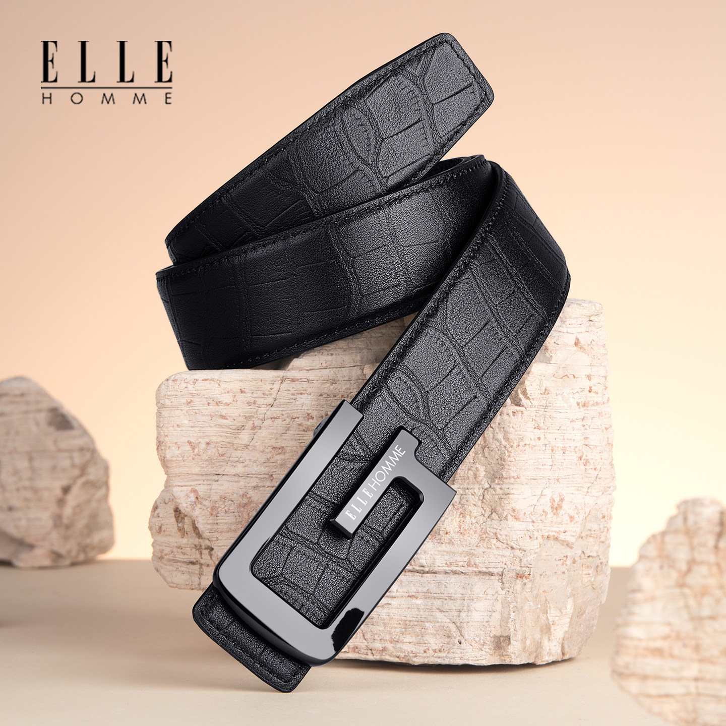 正品ELLE皮带男士真皮平滑扣防过敏2025新款简约男款真皮腰带裤带,淘宝优惠券,粉丝福利购,淘宝优惠卷