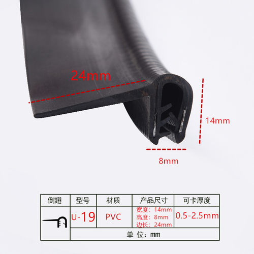 U型橡胶包边密封条钣金铁皮钢板不锈钢桥架电缆线槽封边保护口条 - 图3