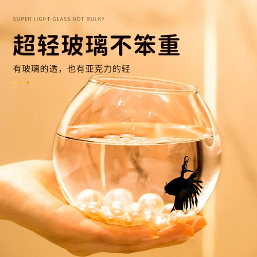 Маленький рыбный аквариум настольный фанат круглый круг домохозяйства art rast shellef turtle ecological landscape bucket of bucket nake