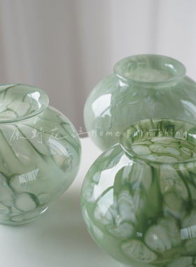 中古琉璃花瓶摆件网红轻奢高级感客厅桌面插花花器餐桌装饰品