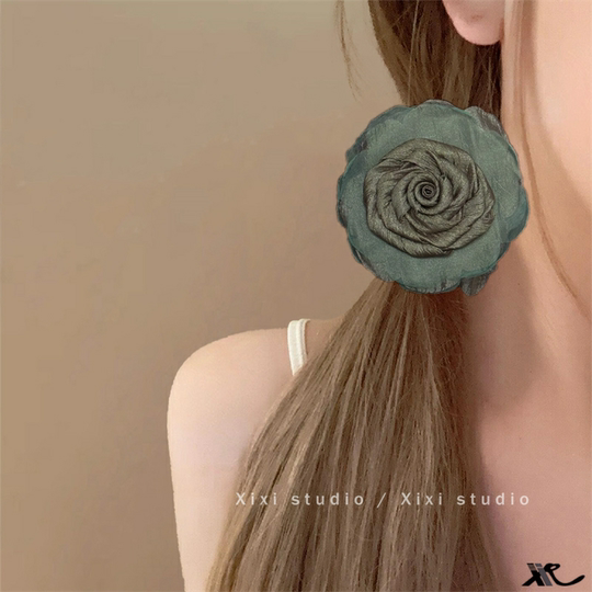 海边夏日！网纱山茶花发夹！高级感超仙马尾夹复古刘海夹旅行发卡