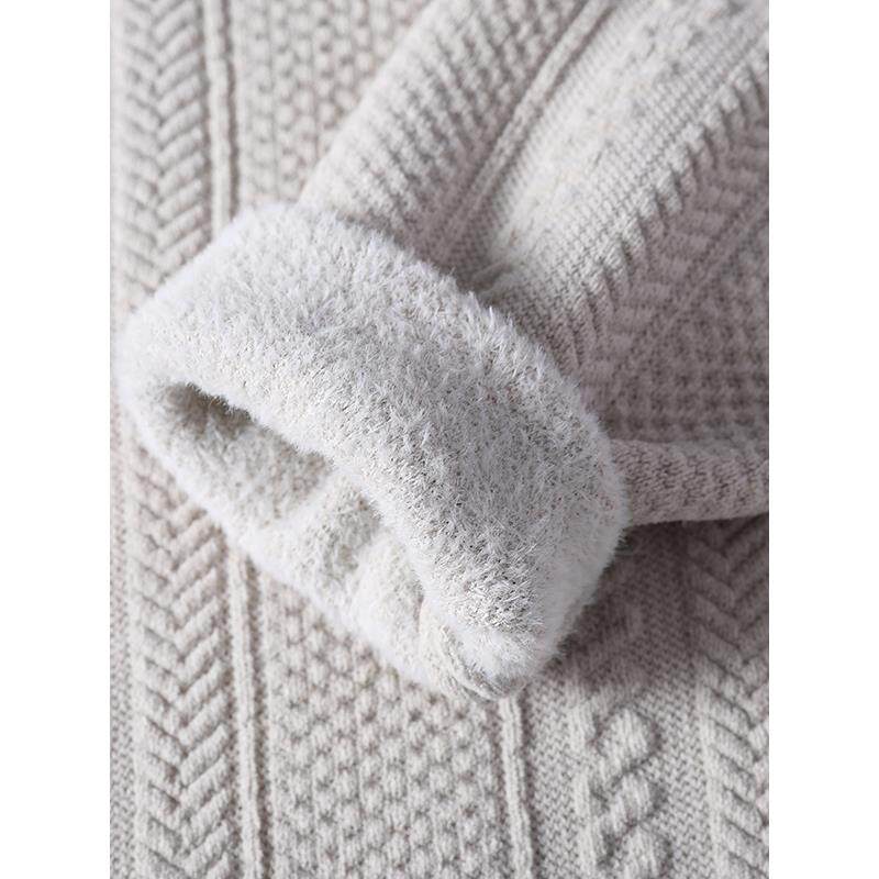 恒源祥羊毛衫男款冬季时尚纯色学生针织加绒加厚一体绒半高领毛衣