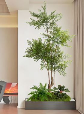 假绿植南天竹室内造景装饰摆件高级感仿生绿色植物落地大型仿真树
