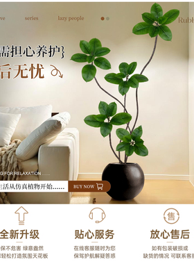 仿真绿植橡皮树室内客厅电视柜高端轻奢装饰摆件大型仿生植物盆栽