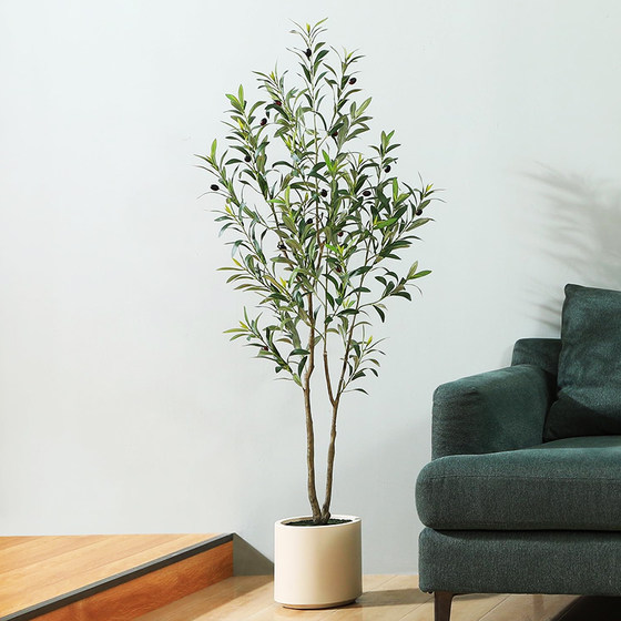Simulated green plant olive tree high-end light luxury bionic plant living room floor-standing interior decoration ornaments large fake potted plant