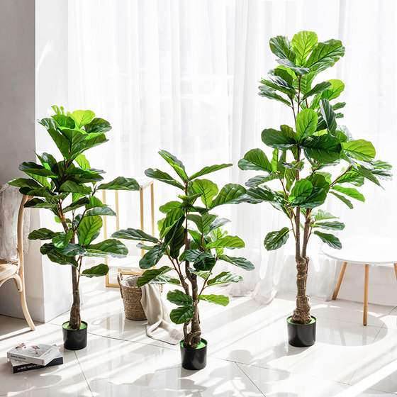 Simulated fiddleleaf banyan large potted plant interior decoration furnishings
