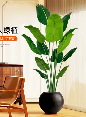 假绿植旅人蕉室内轻奢摆件装饰高品质仿生绿色植物大型落地盆栽树